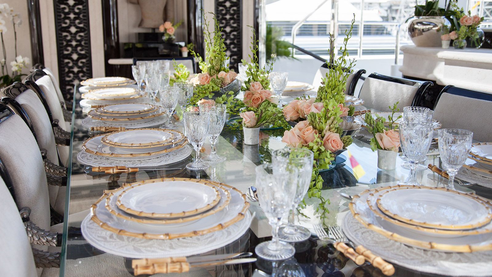 Luxury yacht table setting